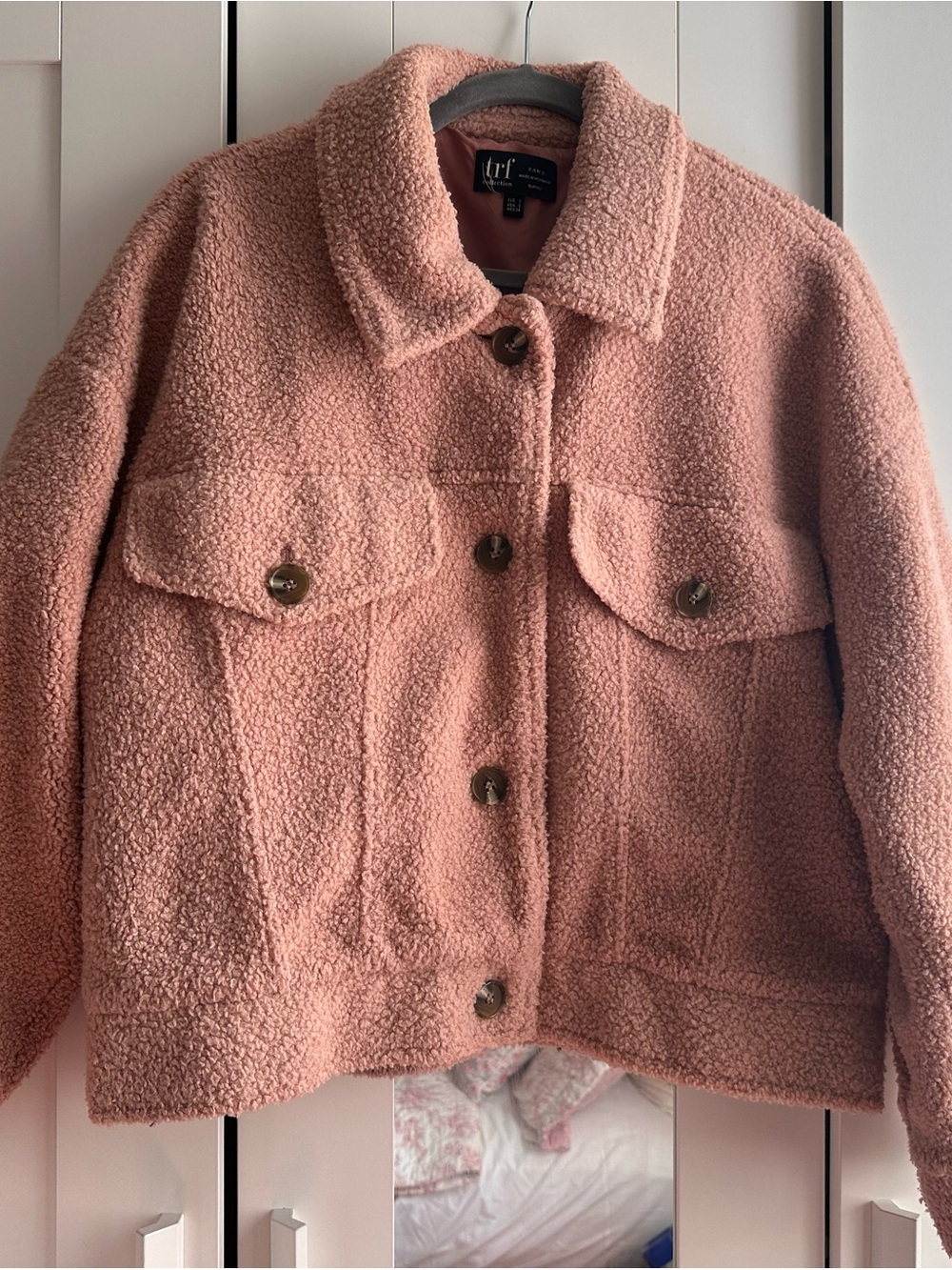 Zara pink teddy jacket size small